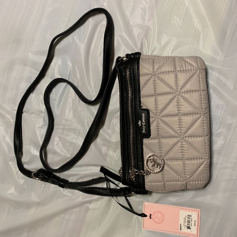 Juicy Courture Cross Body. 48" Drop Strap. 8" x 5" x 1". Iced Toupe. NWT. (662)